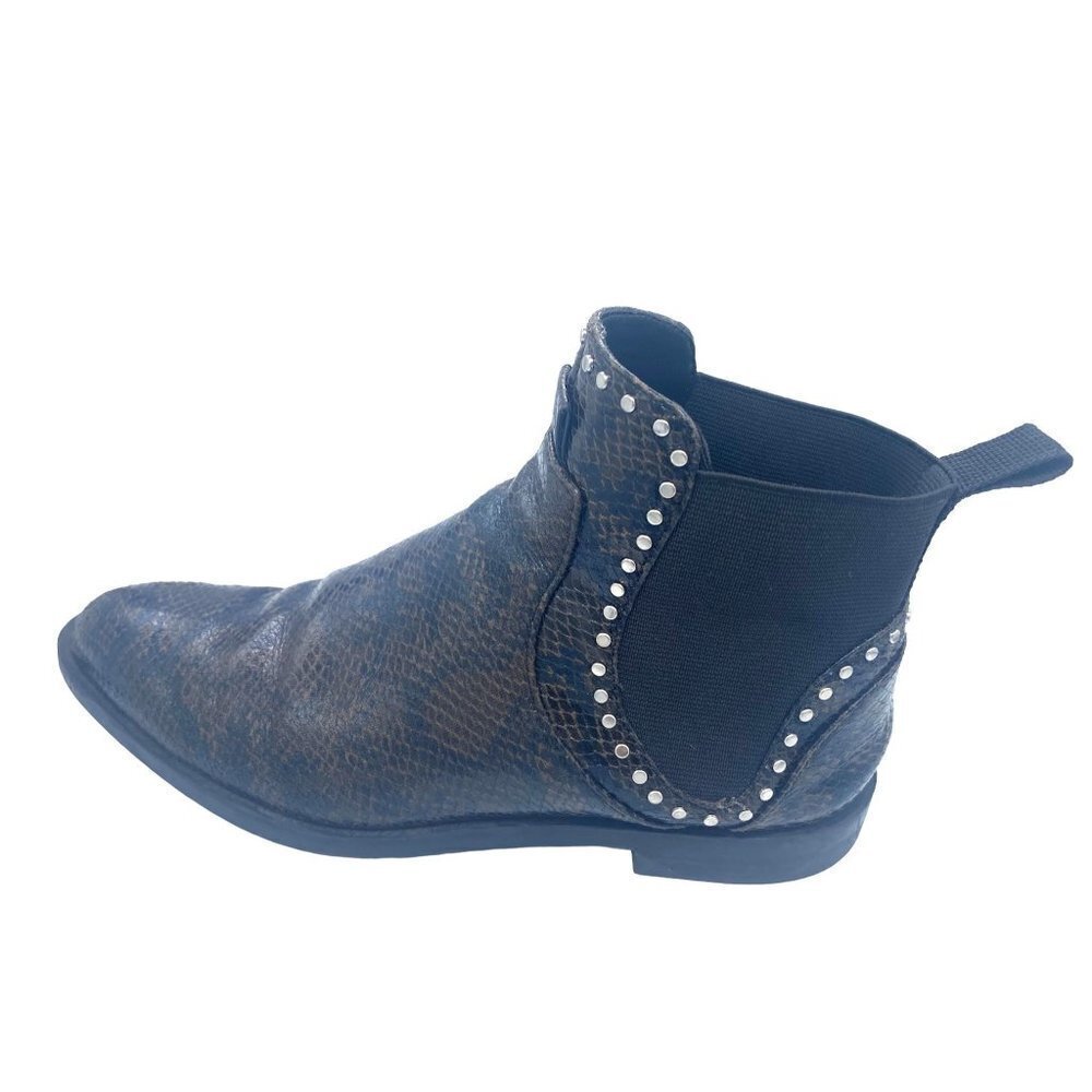 ZARA Low Heel Snakeskin Studded Ankle Boots, 6.5